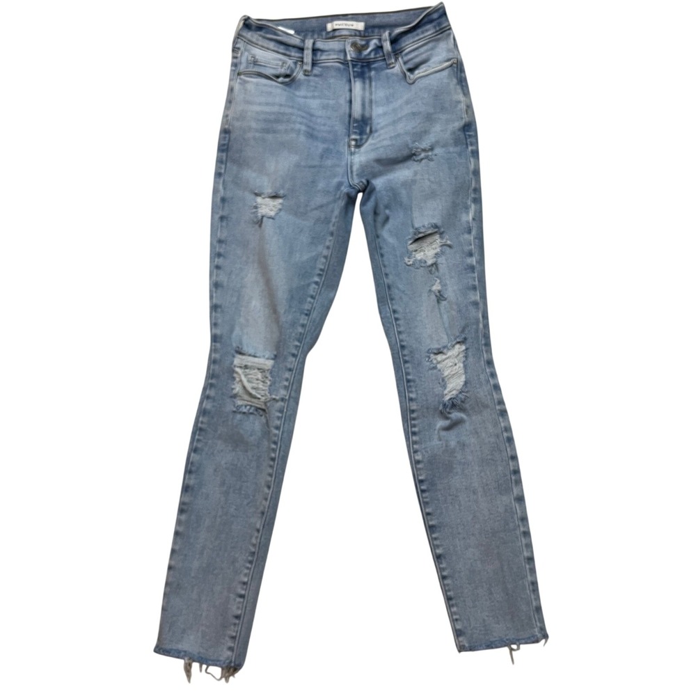 PacSun Jeans Women 25 Light Blue Skinny Distressed‎ Raw Hem 860BT200354 Denim